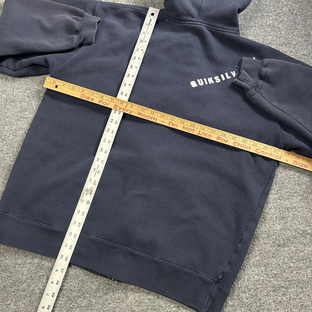 Quiksilver Hoodie Mens Medium Blue Full Zip Fleece Graphic Logo Sweatshirt - Picture 7 of 7